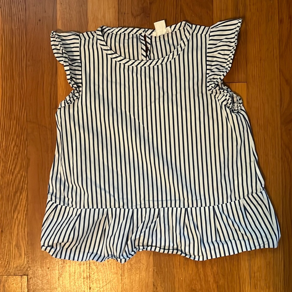 Crewcuts, blue and white striped shirt. Size 6-7.